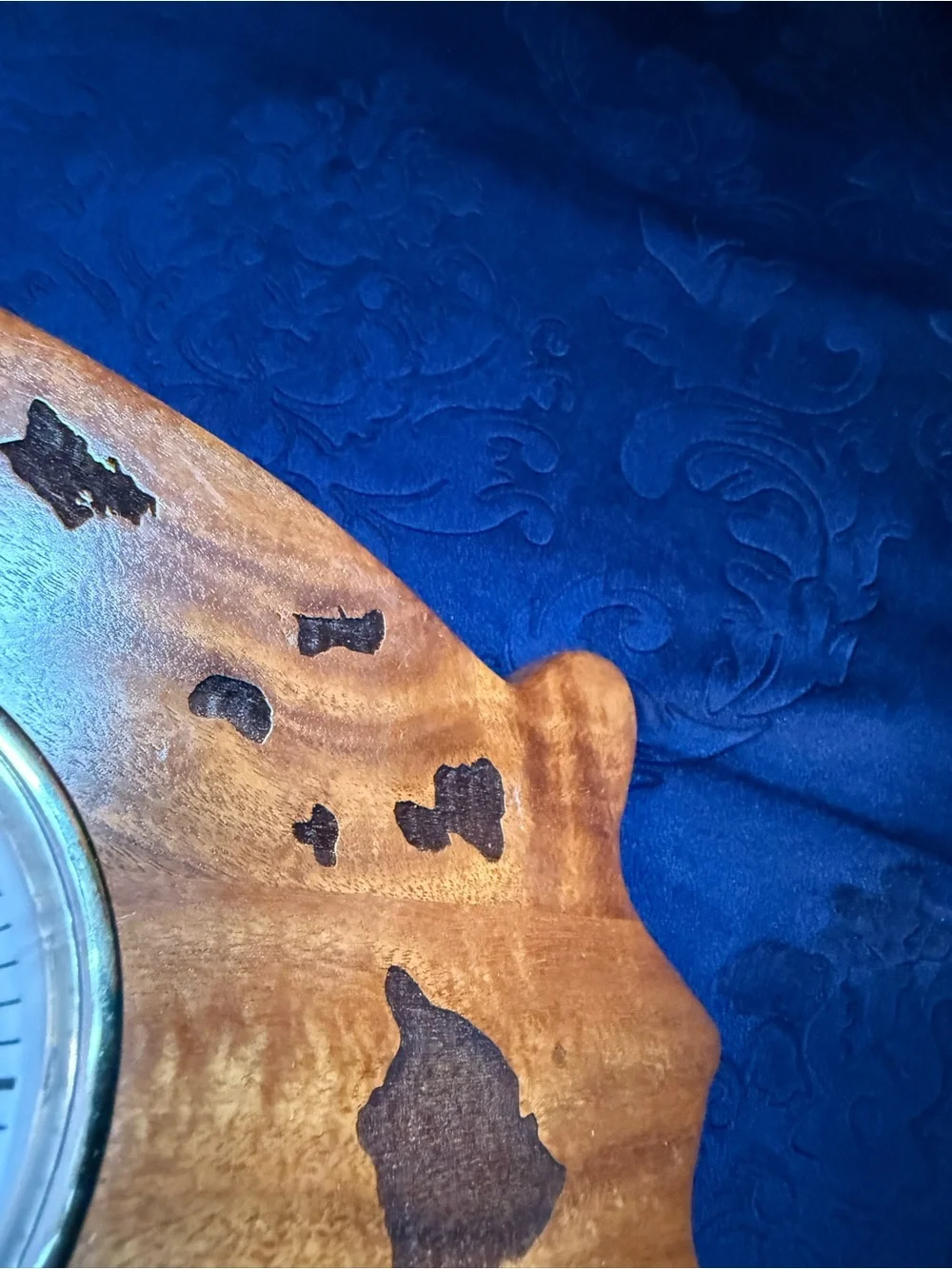 Hawaii King Kamehameha Koa Wood Clock Quartz Hand carved Hawaiian islands